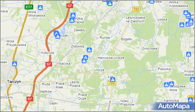 mapa Henryków-Urocze, Henryków-Urocze na mapie Targeo