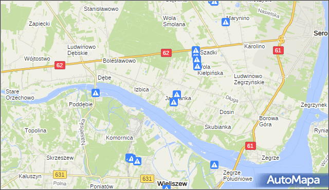 mapa Jachranka, Jachranka na mapie Targeo