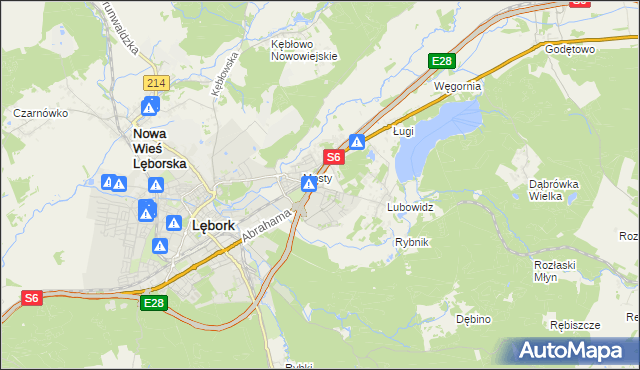 mapa Jamy gmina Nowa Wieś Lęborska, Jamy gmina Nowa Wieś Lęborska na mapie Targeo