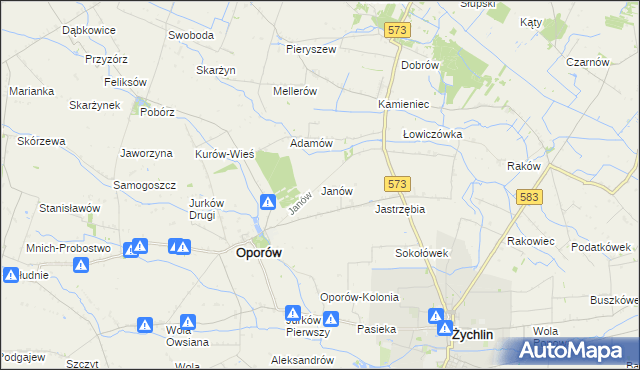 mapa Janów gmina Oporów, Janów gmina Oporów na mapie Targeo