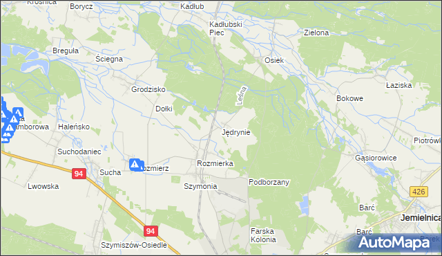 mapa Jędrynie, Jędrynie na mapie Targeo