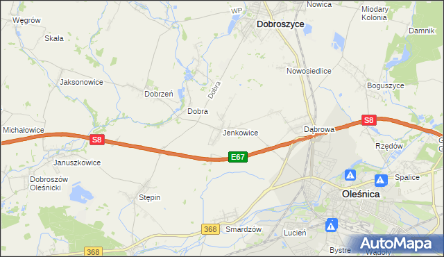 mapa Jenkowice gmina Oleśnica, Jenkowice gmina Oleśnica na mapie Targeo