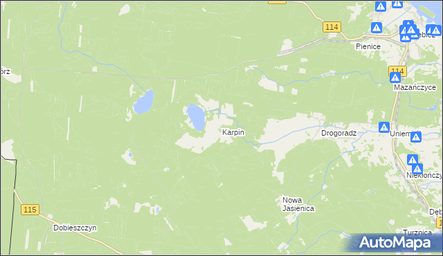 mapa Karpin gmina Police, Karpin gmina Police na mapie Targeo