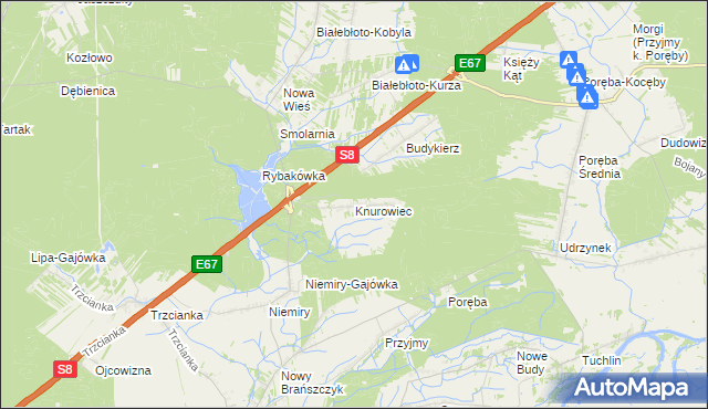 mapa Knurowiec, Knurowiec na mapie Targeo