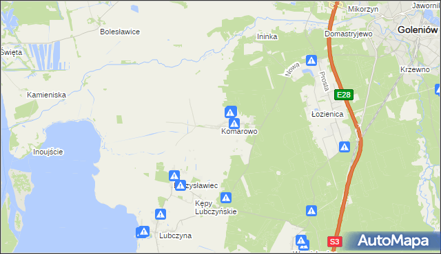 mapa Komarowo, Komarowo na mapie Targeo
