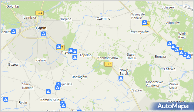 mapa Konstantynów gmina Gąbin, Konstantynów gmina Gąbin na mapie Targeo