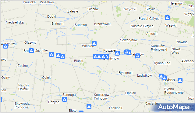 mapa Konstantynów gmina Kocierzew Południowy, Konstantynów gmina Kocierzew Południowy na mapie Targeo