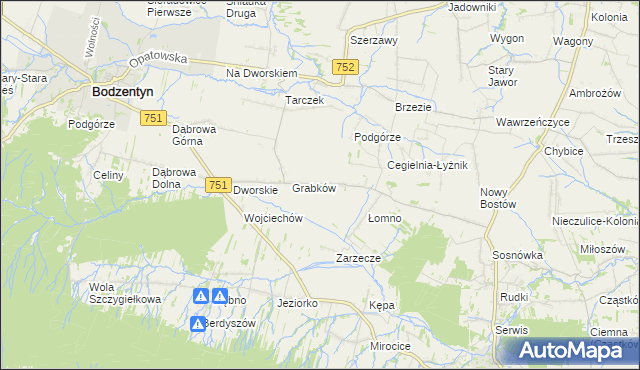 mapa Krajków gmina Pawłów, Krajków gmina Pawłów na mapie Targeo