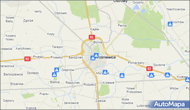mapa Krośniewice, Krośniewice na mapie Targeo