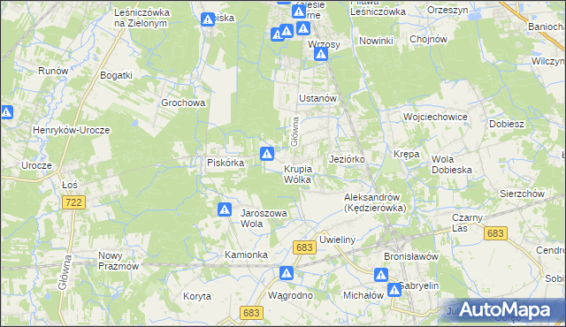 mapa Krupia Wólka, Krupia Wólka na mapie Targeo