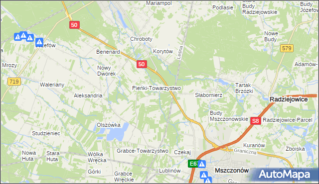 mapa Krzyżówka gmina Radziejowice, Krzyżówka gmina Radziejowice na mapie Targeo