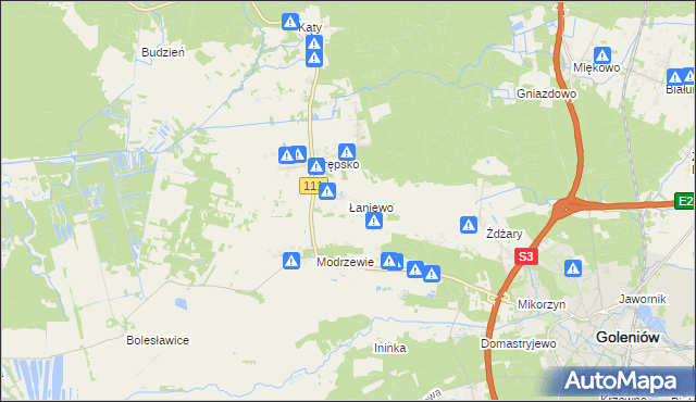 mapa Łaniewo gmina Goleniów, Łaniewo gmina Goleniów na mapie Targeo