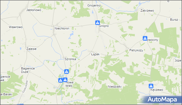 mapa Łążek gmina Kuczbork-Osada, Łążek gmina Kuczbork-Osada na mapie Targeo