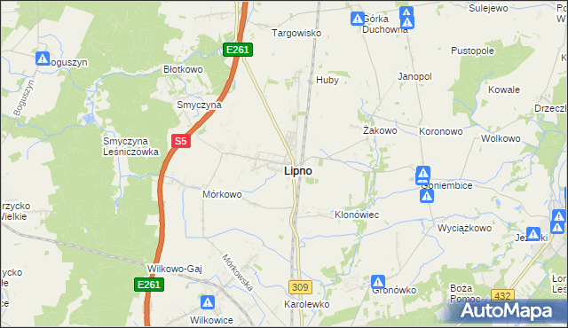 mapa Lipno powiat leszczyński, Lipno powiat leszczyński na mapie Targeo