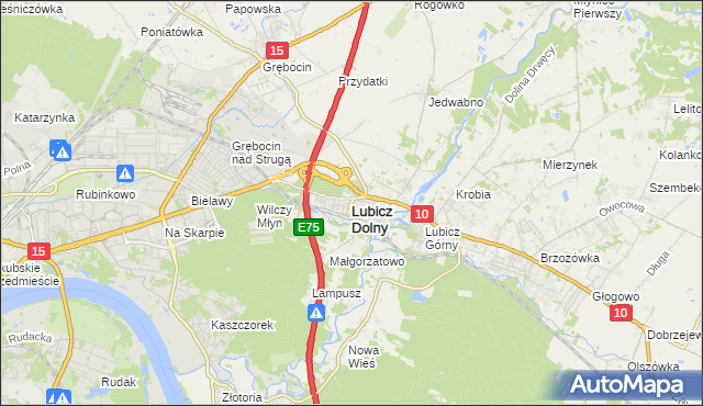 mapa Lubicz Dolny, Lubicz Dolny na mapie Targeo