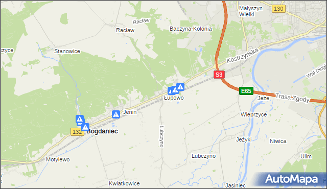 mapa Łupowo gmina Bogdaniec, Łupowo gmina Bogdaniec na mapie Targeo