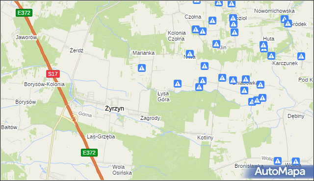 mapa Łysa Góra gmina Baranów, Łysa Góra gmina Baranów na mapie Targeo