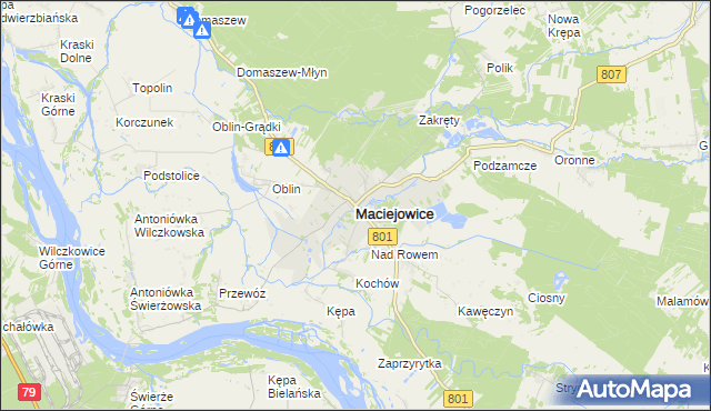 mapa Maciejowice powiat garwoliński, Maciejowice powiat garwoliński na mapie Targeo