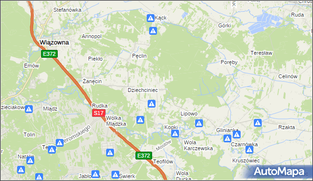 mapa Malcanów gmina Wiązowna, Malcanów gmina Wiązowna na mapie Targeo