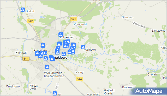 mapa Malinowo gmina Działdowo, Malinowo gmina Działdowo na mapie Targeo