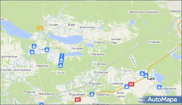 mapa Marianów gmina Gostynin, Marianów gmina Gostynin na mapie Targeo