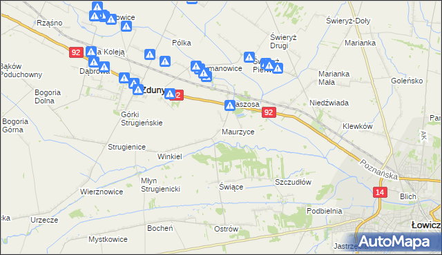 mapa Maurzyce, Maurzyce na mapie Targeo