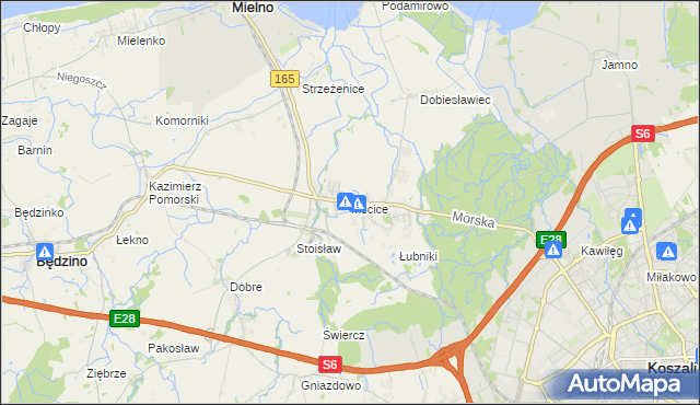 mapa Mścice, Mścice na mapie Targeo