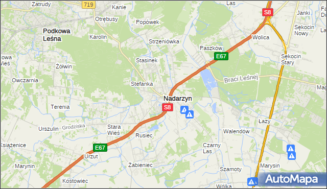 mapa Nadarzyn powiat pruszkowski, Nadarzyn powiat pruszkowski na mapie Targeo