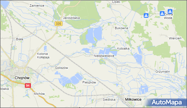 mapa Niedźwiedzice, Niedźwiedzice na mapie Targeo