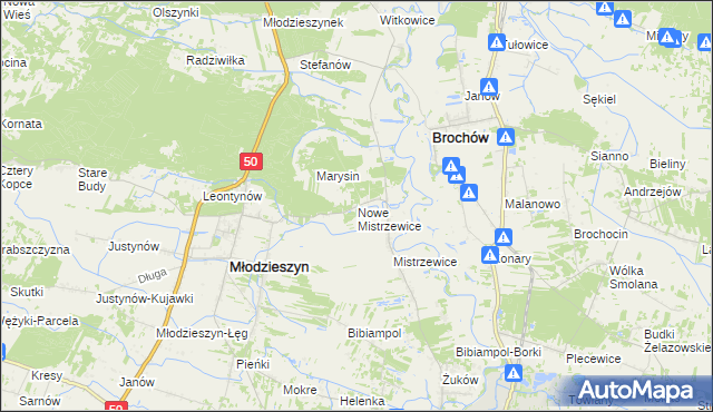 mapa Nowe Mistrzewice, Nowe Mistrzewice na mapie Targeo