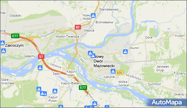 mapa Nowy Dwór Mazowiecki, Nowy Dwór Mazowiecki na mapie Targeo