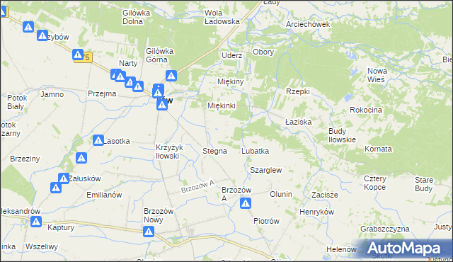 mapa Olszowiec gmina Iłów, Olszowiec gmina Iłów na mapie Targeo