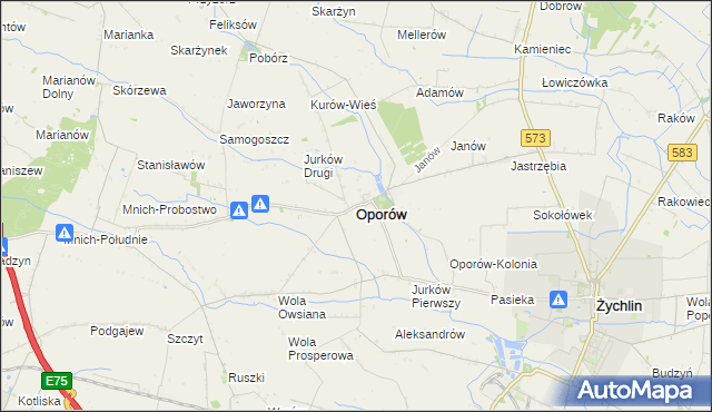 mapa Oporów powiat kutnowski, Oporów powiat kutnowski na mapie Targeo