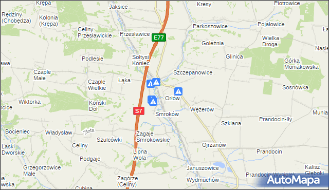 mapa Orłów gmina Słomniki, Orłów gmina Słomniki na mapie Targeo