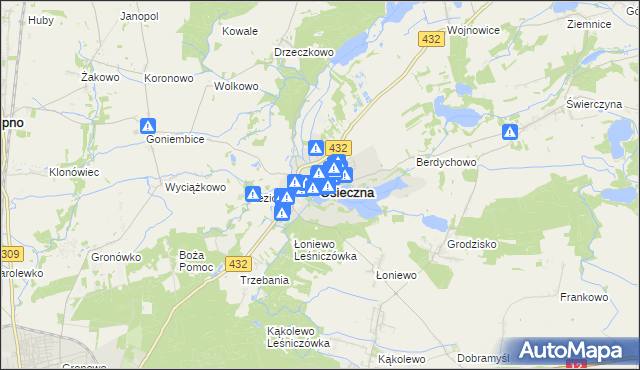 mapa Osieczna powiat leszczyński, Osieczna powiat leszczyński na mapie Targeo