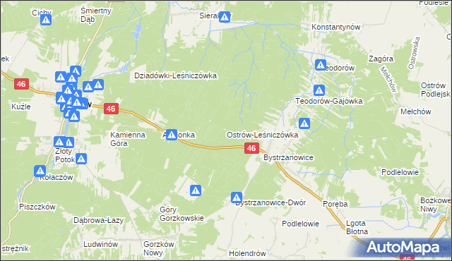 mapa Ostrów-Leśniczówka, Ostrów-Leśniczówka na mapie Targeo