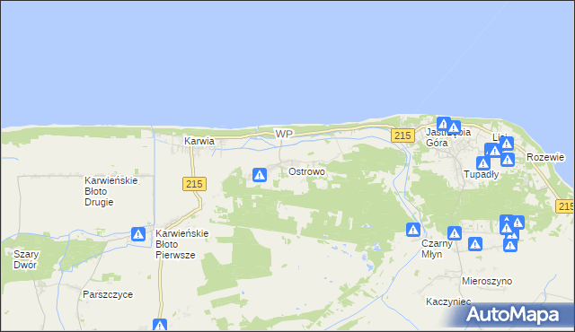 mapa Ostrowo gmina Władysławowo, Ostrowo gmina Władysławowo na mapie Targeo