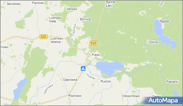 mapa Piaski gmina Susz, Piaski gmina Susz na mapie Targeo