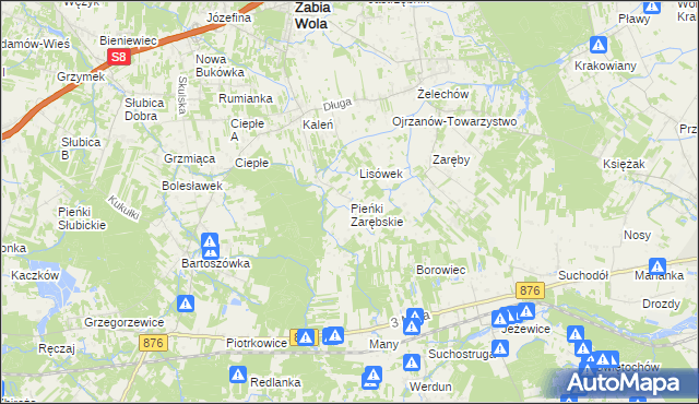mapa Pieńki Zarębskie, Pieńki Zarębskie na mapie Targeo