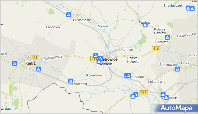 mapa Pietrowice Wielkie, Pietrowice Wielkie na mapie Targeo