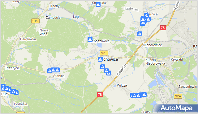 mapa Pilchowice powiat gliwicki, Pilchowice powiat gliwicki na mapie Targeo