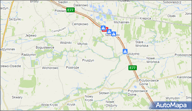 mapa Poczernin gmina Płońsk, Poczernin gmina Płońsk na mapie Targeo