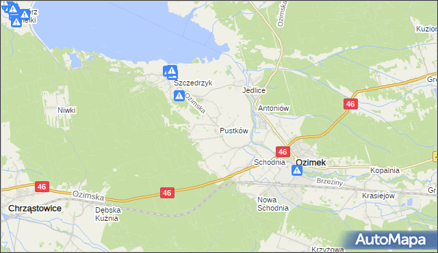 mapa Pustków gmina Ozimek, Pustków gmina Ozimek na mapie Targeo