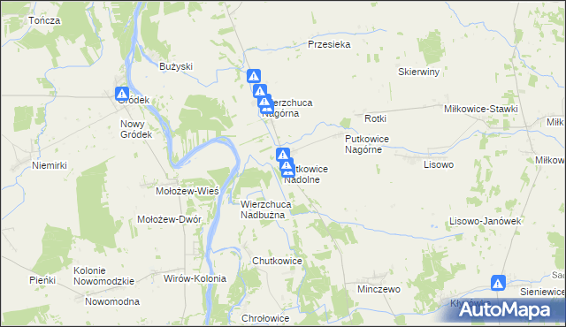 mapa Putkowice Nadolne, Putkowice Nadolne na mapie Targeo