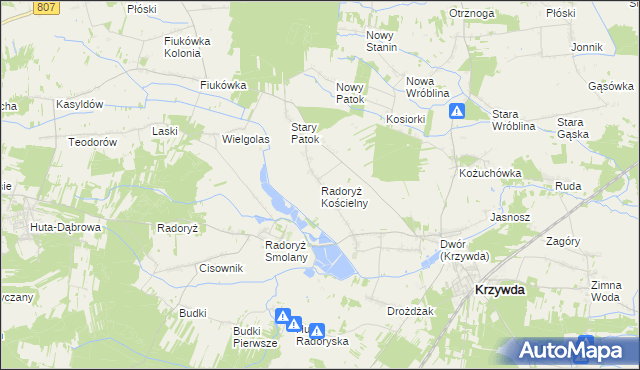 mapa Radoryż Kościelny, Radoryż Kościelny na mapie Targeo