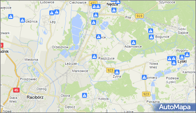 mapa Raszczyce, Raszczyce na mapie Targeo