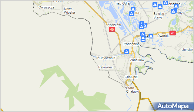 mapa Rudyszwałd, Rudyszwałd na mapie Targeo