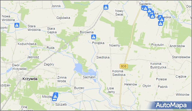 mapa Siedliska gmina Wojcieszków, Siedliska gmina Wojcieszków na mapie Targeo