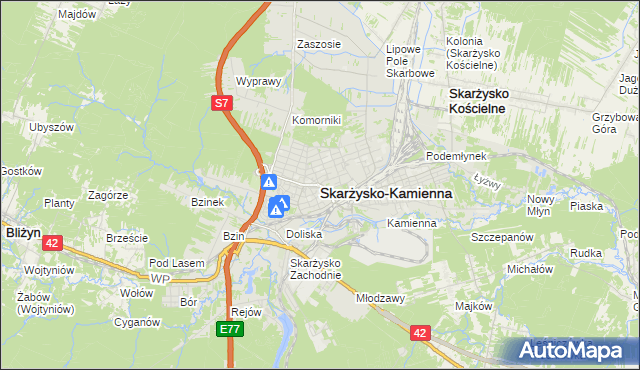mapa Skarżysko-Kamienna, Skarżysko-Kamienna na mapie Targeo