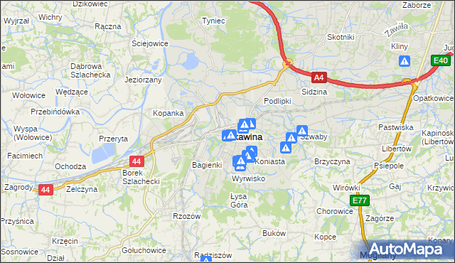 mapa Skawina, Skawina na mapie Targeo